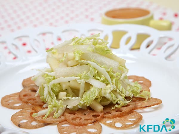 Lotus Root, Napa Cabbage, and Ripe Persimmon Salad