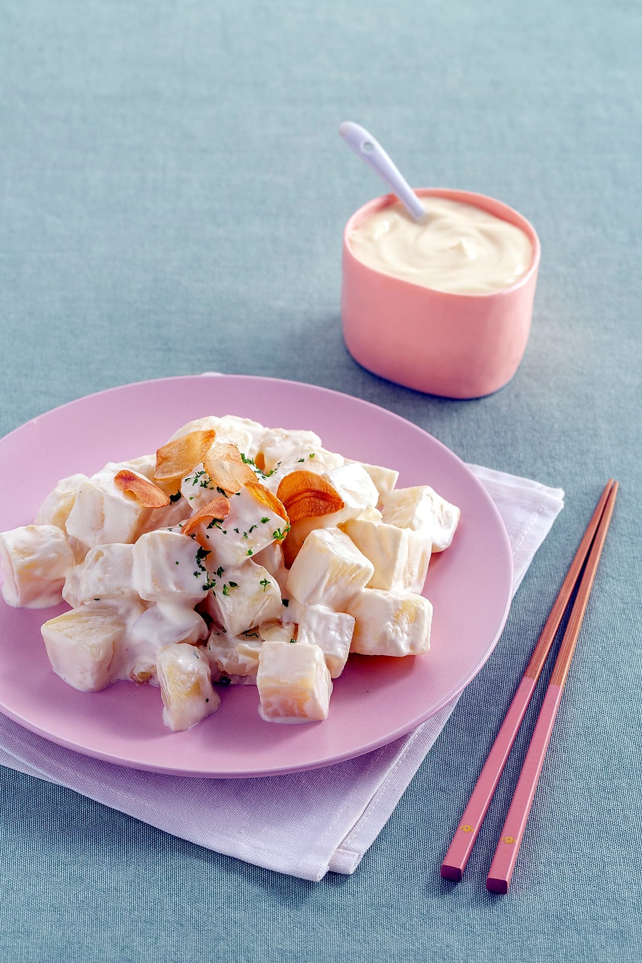 Potato Salad with Garlic Chips