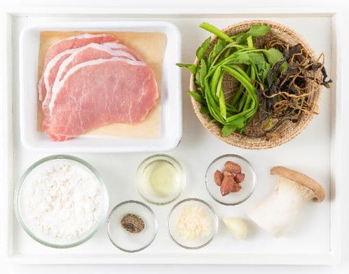 Watercress Mushroom Meat Roll with Wild Greens Sauce