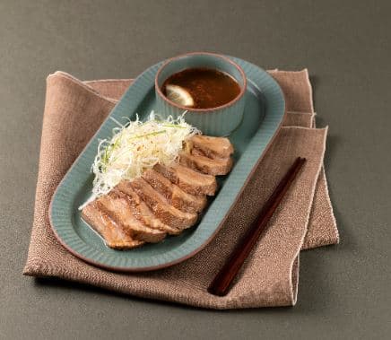 Braised Pork Belly with Fruit and Green Onion Salad