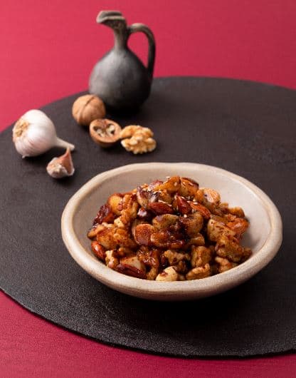 Braised Black Garlic and Nuts