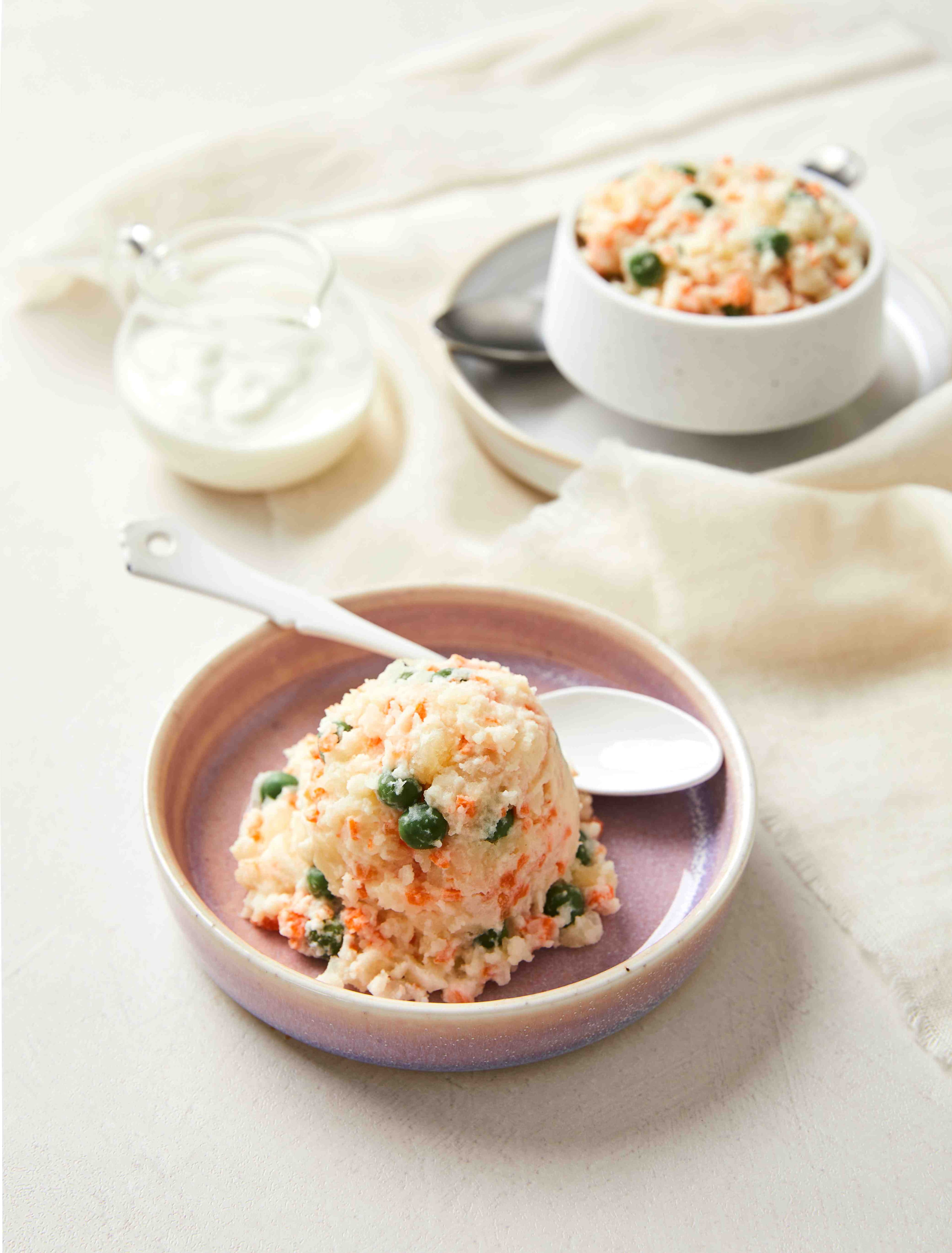 Potato Yogurt Salad with Green Peas and Carrot