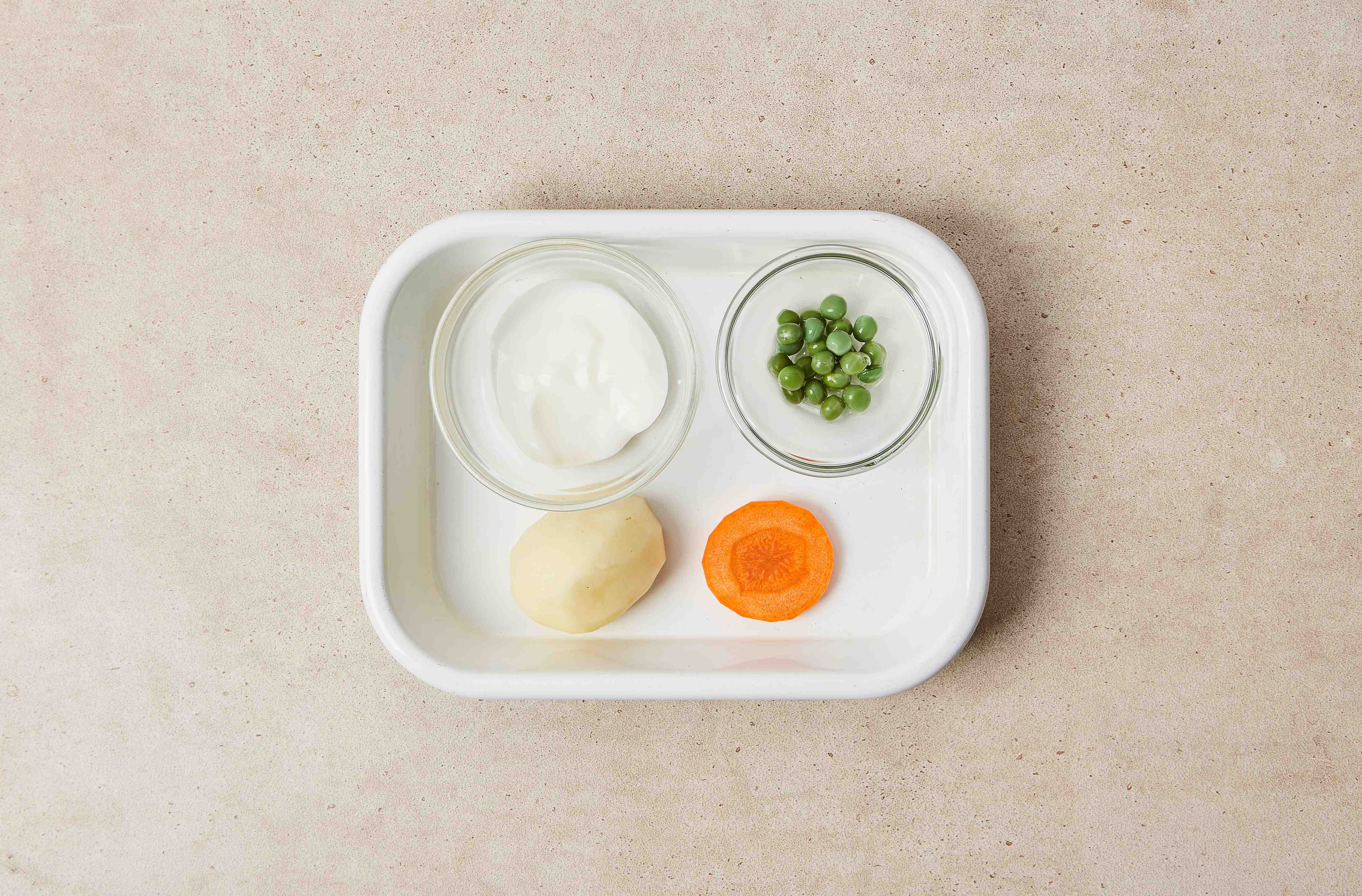 Potato Yogurt Salad with Green Peas and Carrot