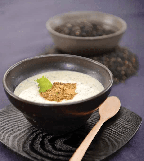 Cold Cheonggukjang Tofu Black Sesame Soup