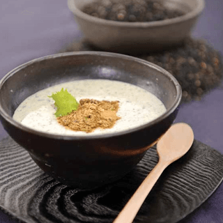 Cold Cheonggukjang Tofu Black Sesame Soup