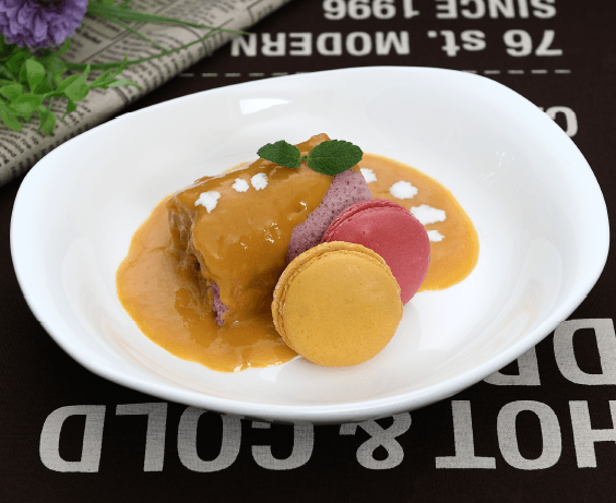 Mango Mousse Cake with Macaron