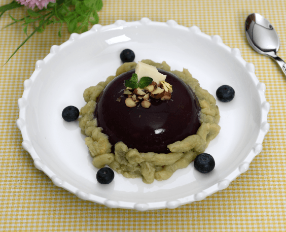 Sweet Potato Mousse with Cherry Jelly