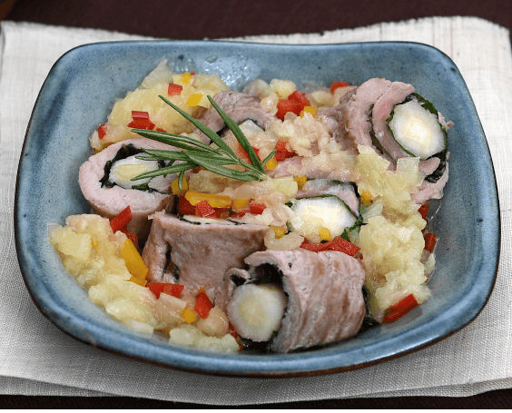 Fatsia Shoot, Chive, and Beef Roll