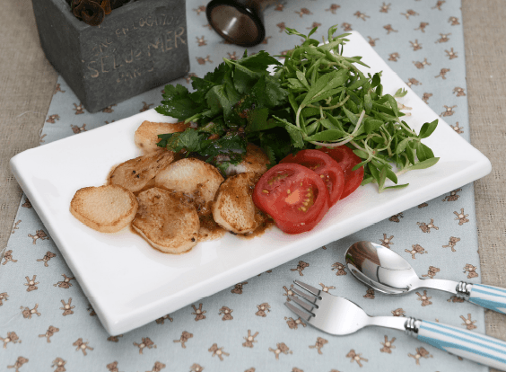 Grilled Mountain Yam Salad with Mustard Sauce