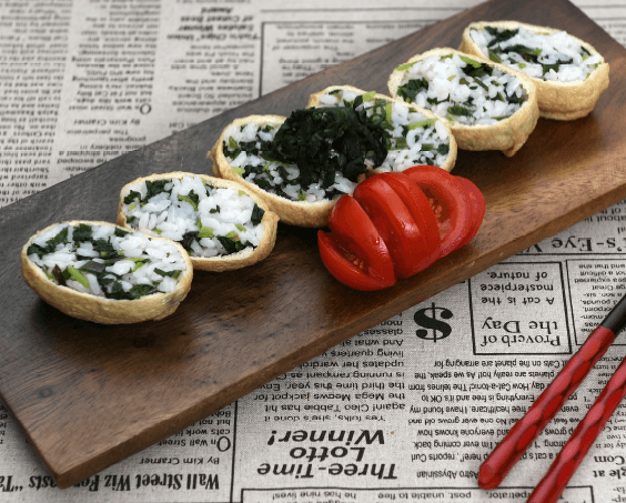 Wild Greens Fried Tofu Sushi