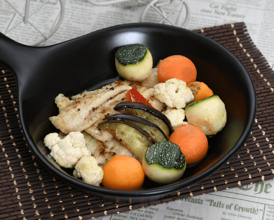 Halibut Steak with Braised Vegetables