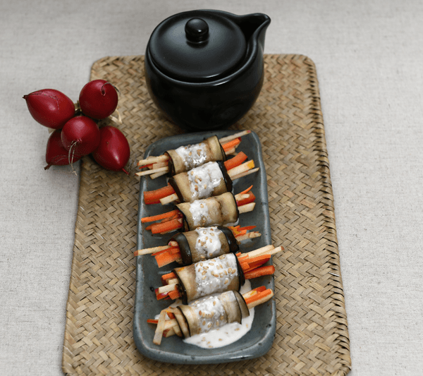 Healthy Eggplant Roll with Sesame Mayo Sauce