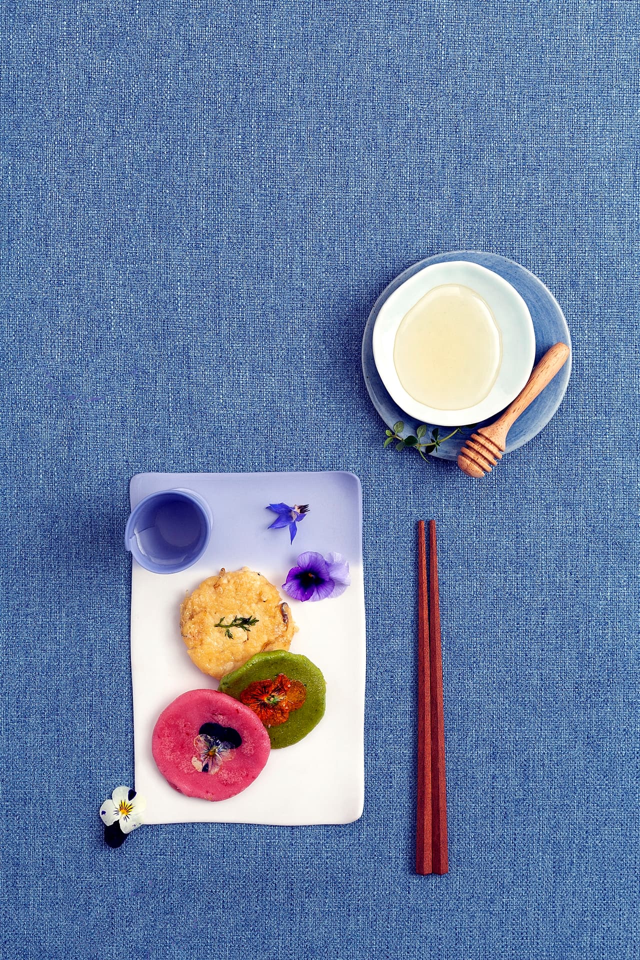 Colorful Hwajeon and Anchovy Tofu Pancake