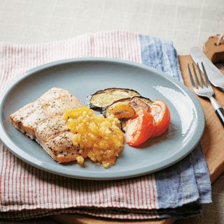 Grilled Eggplant and Salmon
