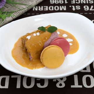 Mango Mousse Cake with Macaron